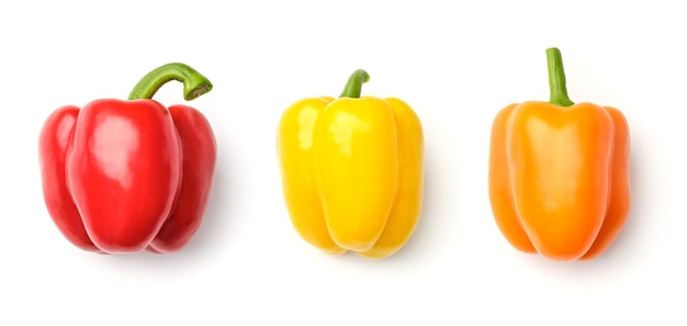 Collection of peppers isolated on white background Set of multiple images Part of series