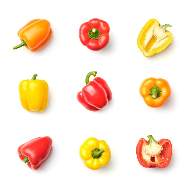 Collection of peppers isolated on white