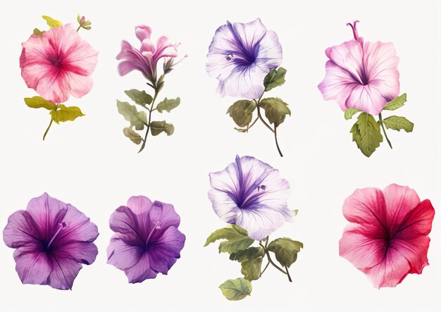 Collection of petunia flowers