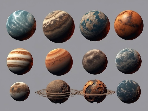 Foto una collezione di pianeti su uno sfondo nero arte digitale di tom carapic