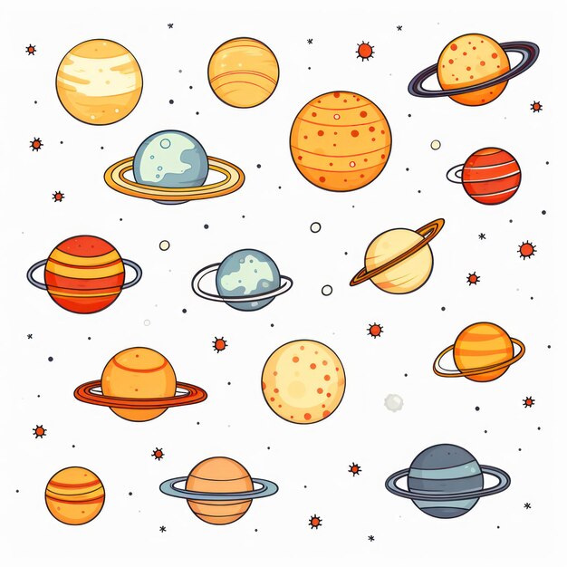 A collection of planets including the planets and the star system.