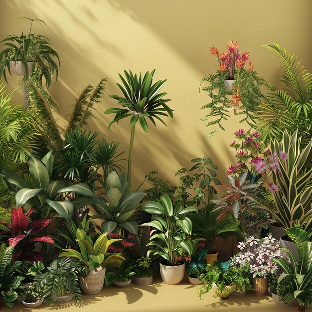 a collection of plants and flowers are shown in this image