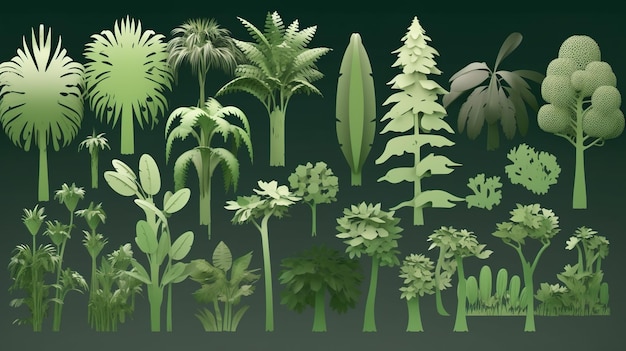 A collection of plants including one that says'tropical '