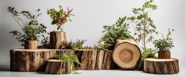 A collection of plants and trees with a white background