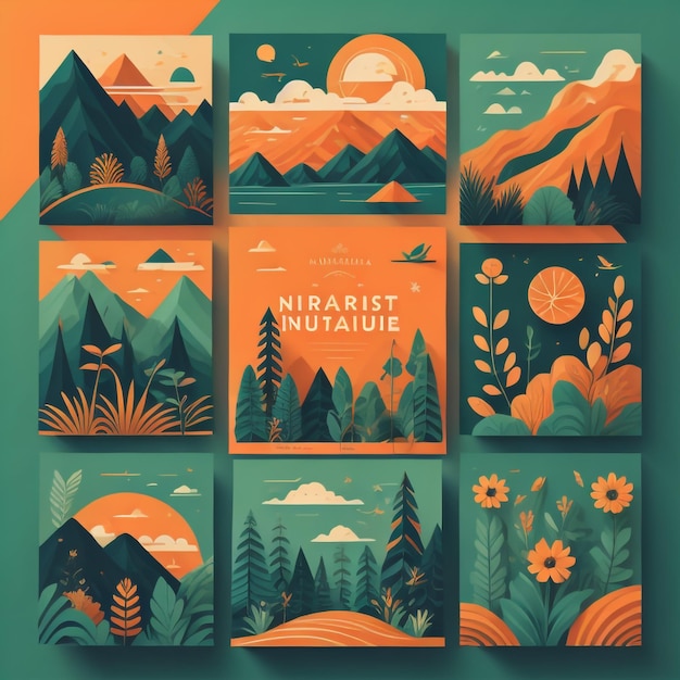 A collection of posters for the mountains with the words " touch " on them.