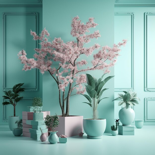 A collection of potted plants and flowers on a table