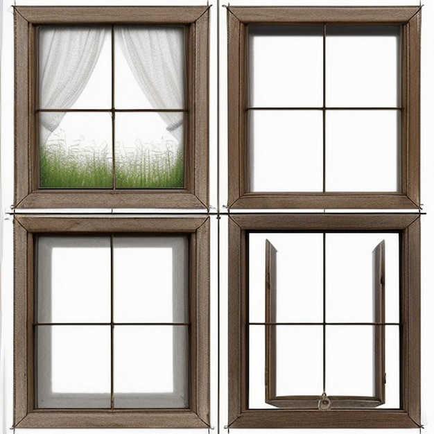 Photo collection of real vintage wooden house window frame sets