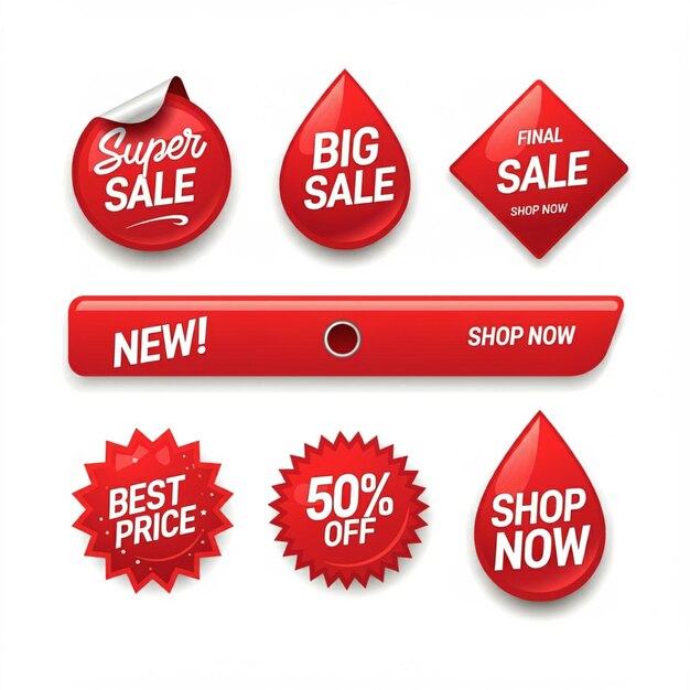 Photo a collection of red and white tags with the words super discount