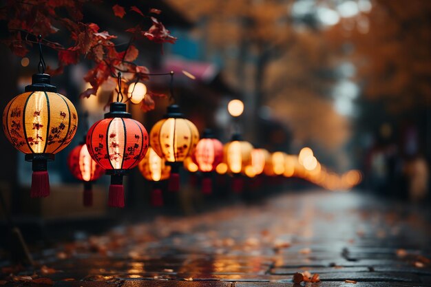 A Collection of Red and Yellow Lanterns