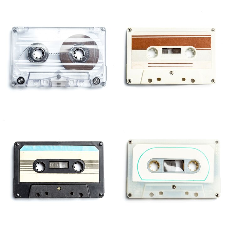 Photo collection of retro audio tapes