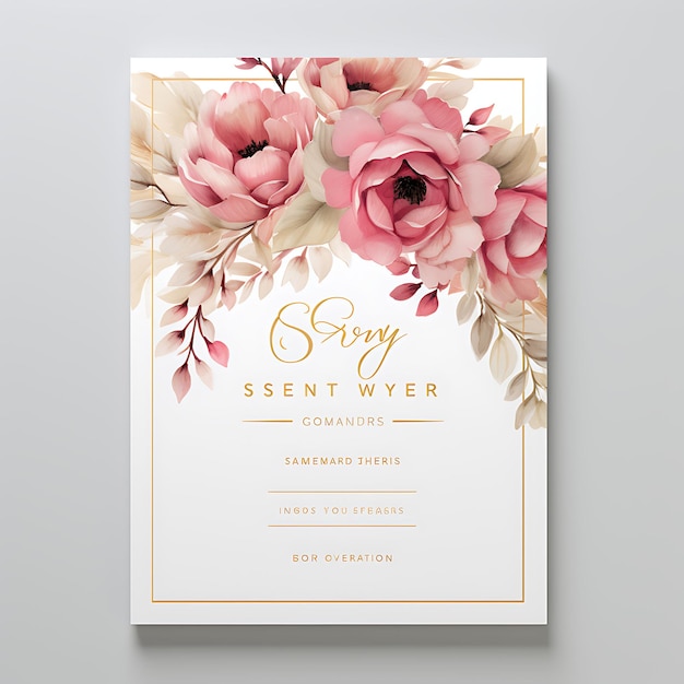 Foto collezione romantic blush and gold wedding invitation card illustrazione rettangolare idea design