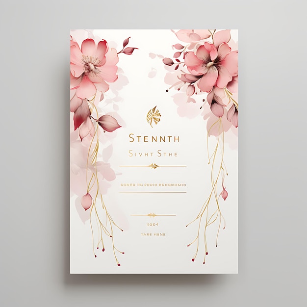 Foto collezione romantic blush and gold wedding invitation card illustrazione rettangolare idea design