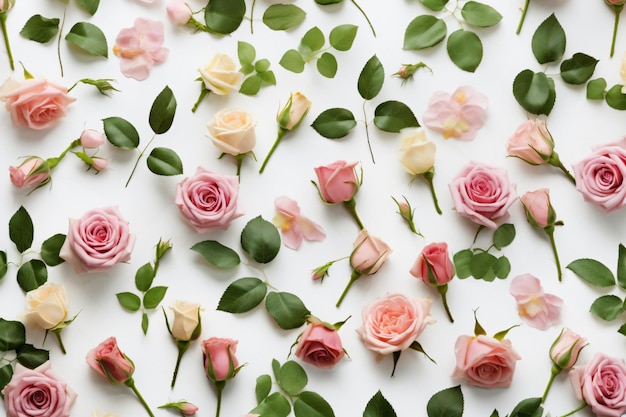 A collection of roses on a white background