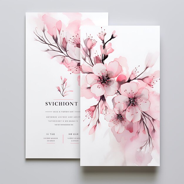 Photo collection sakura dreams invitation card cherry blossom shape rice pape illustration idea design