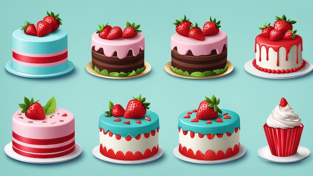 Collection set of Cakes elements