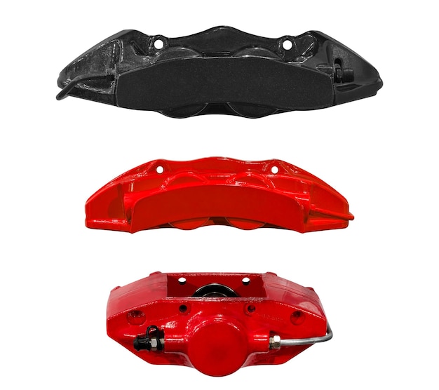 Collection set car brake caliper isolated on white background with clipping path