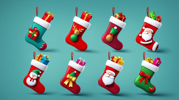 Collection set of Christmas Stocking elements