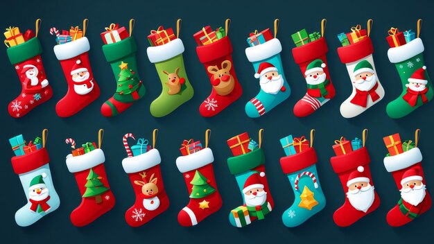 Photo collection set of christmas stocking elements