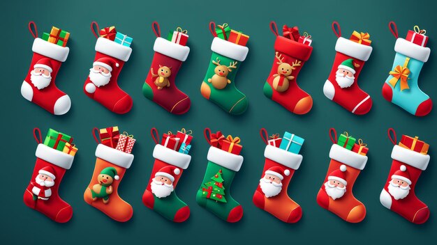 Photo collection set of christmas stocking elements