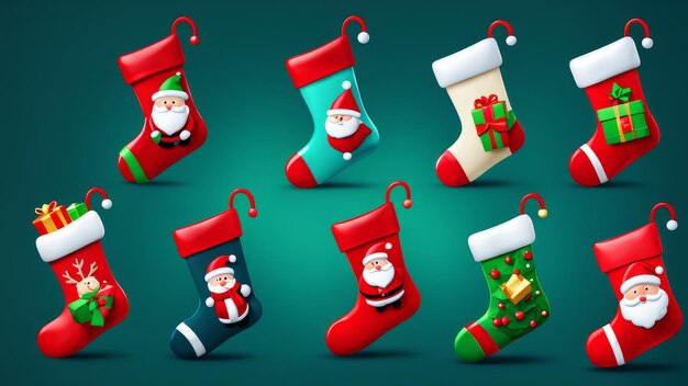 Photo collection set of christmas stocking elements