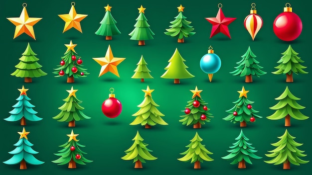 Collection set of christmas tree elements