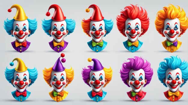 Photo collection set of clown elements