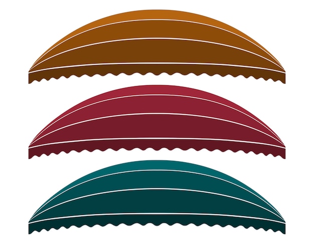 Collection set colorful curve sunshade isolated on white background with clipping path