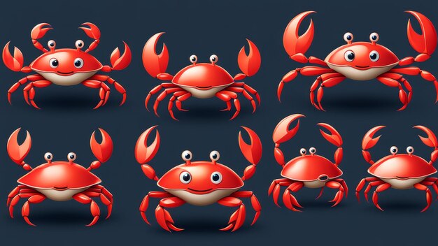 Photo collection set of crab elements