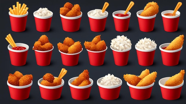 Collection set of Fried Chicken elements