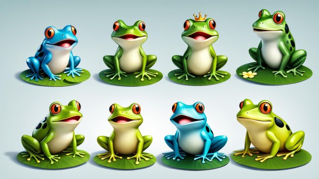 Photo collection set of frog elements