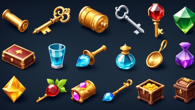Collection set of Items game asset elements