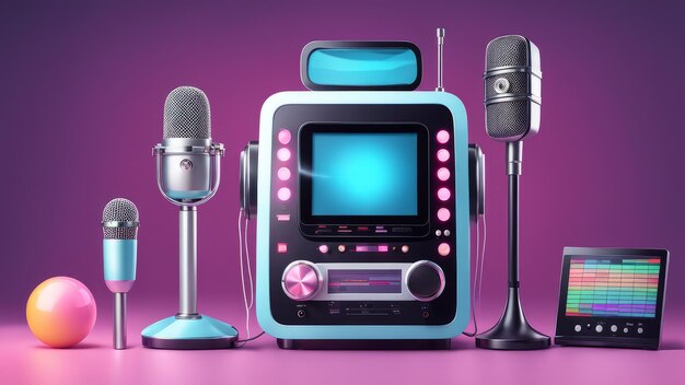 Collection set of Karaoke Machine elements