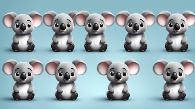 Photo collection set of koala elements