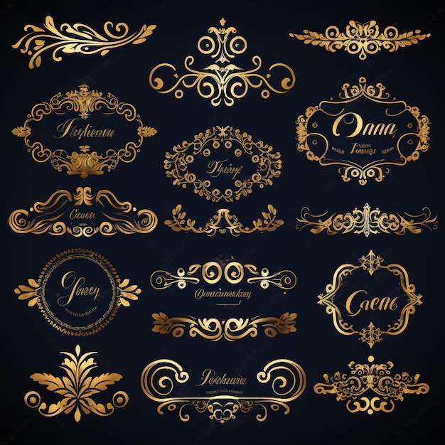 Photo collection set of label ornament vector illustration