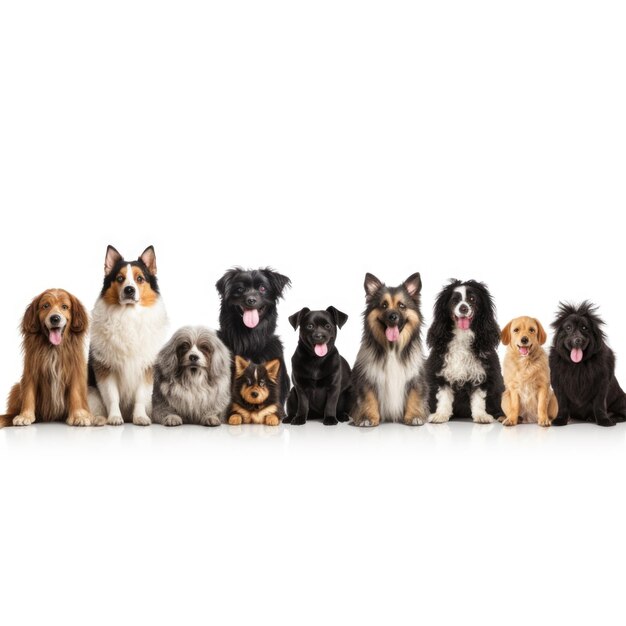 Collection set of the most popular animal pets dogs AI generative