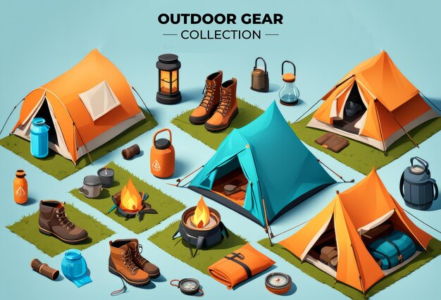 Collection set of Outdoor Gear elements