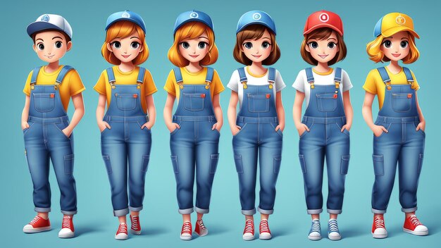 Collection set of overalls elements