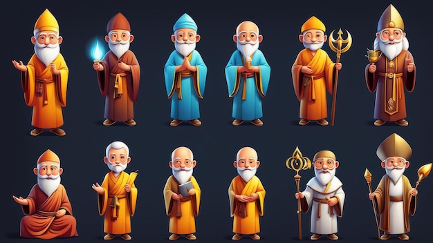 Photo collection set of spiritual guide elements