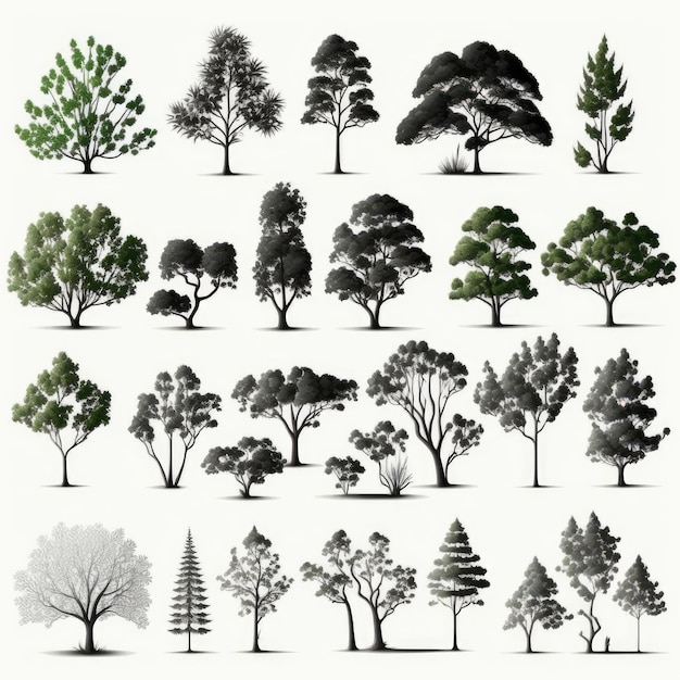 Collection set of tree Made by AIArtificial intelligence