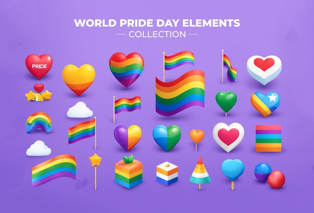 Collection set of world pride day elements
