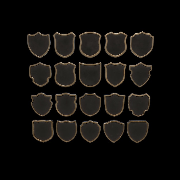 collection of shield emblems and badges