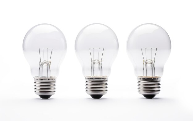 Photo collection of shining three way bulb isolated on white background