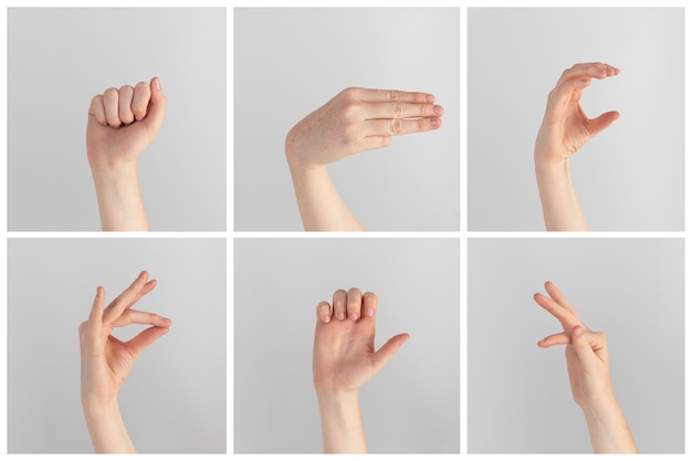 Photo collection of sign language hand gestures