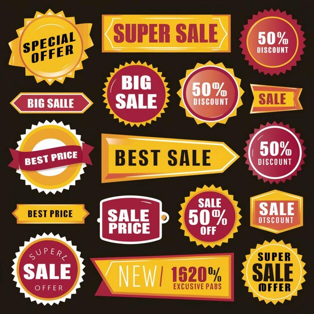 Photo a collection of signs including super sale and price tags