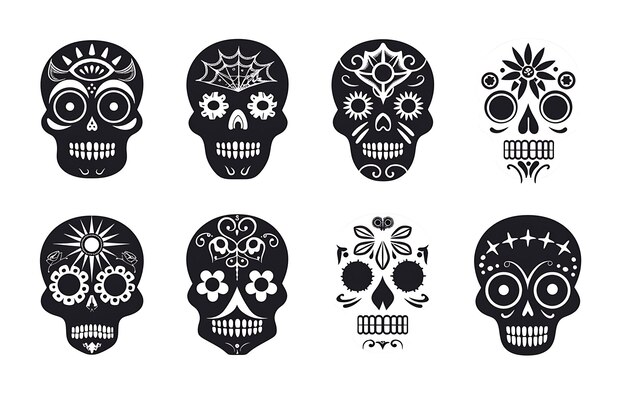 Photo a collection of skulls from the books books illustrated by the artist