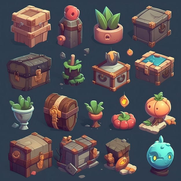 A collection of small items for a game.