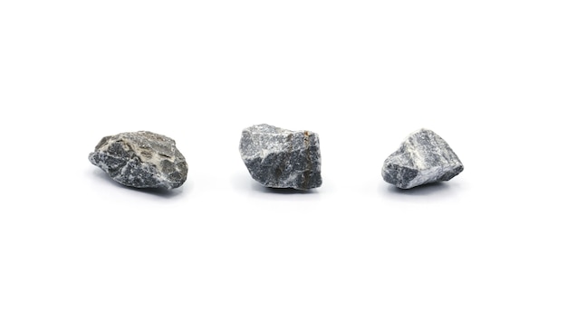 Photo collection of a small rock isolated on white background