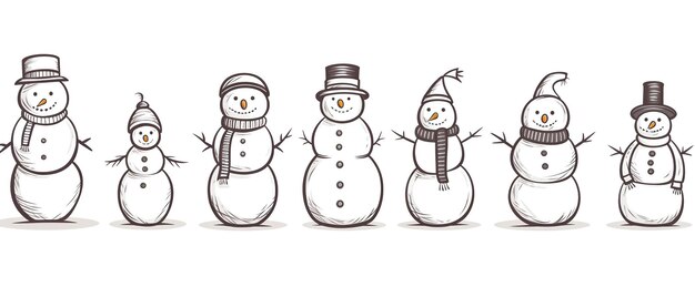 The collection of snowman wear a winter theme Resource about winter and christmas Generative Ai