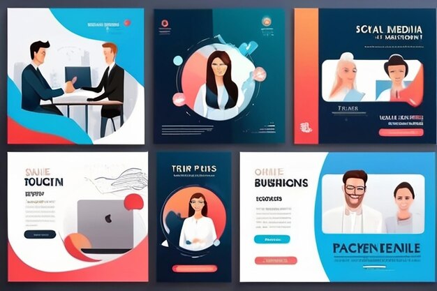 Collection of social media post banner templates Perfect for business webinars