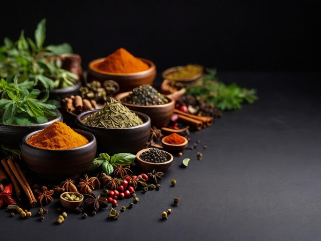 a collection of spices including spices and herbs